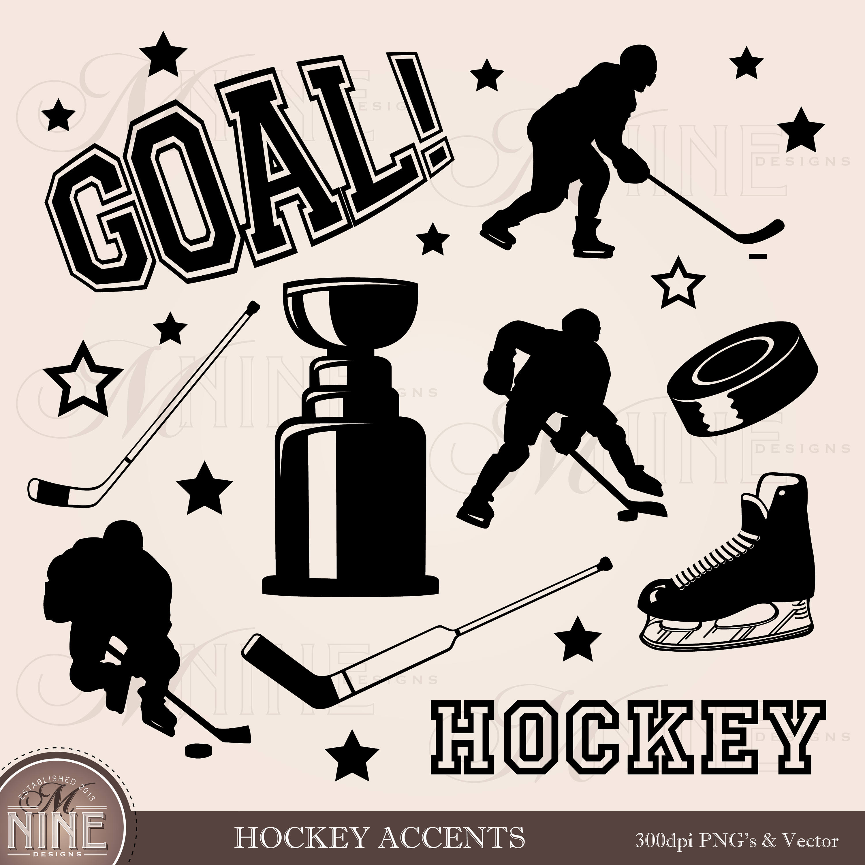 Kids Playing Hockey Clipart Silhouette