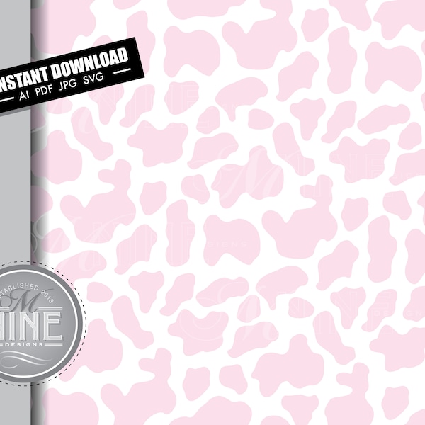 Pink Cow Print Pattern | Seamless Repeatable Cow Print Svg Pdf Jpg Vector AI Download | Pink Cow Print Digital Paper Downloads MP126