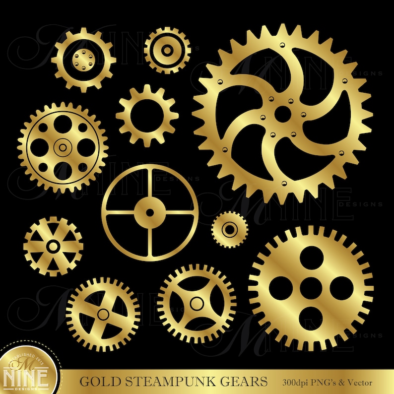 Gold Gear Clipart Machine Clipart Vector Gear Clip Art GOLD STEAMPUNK