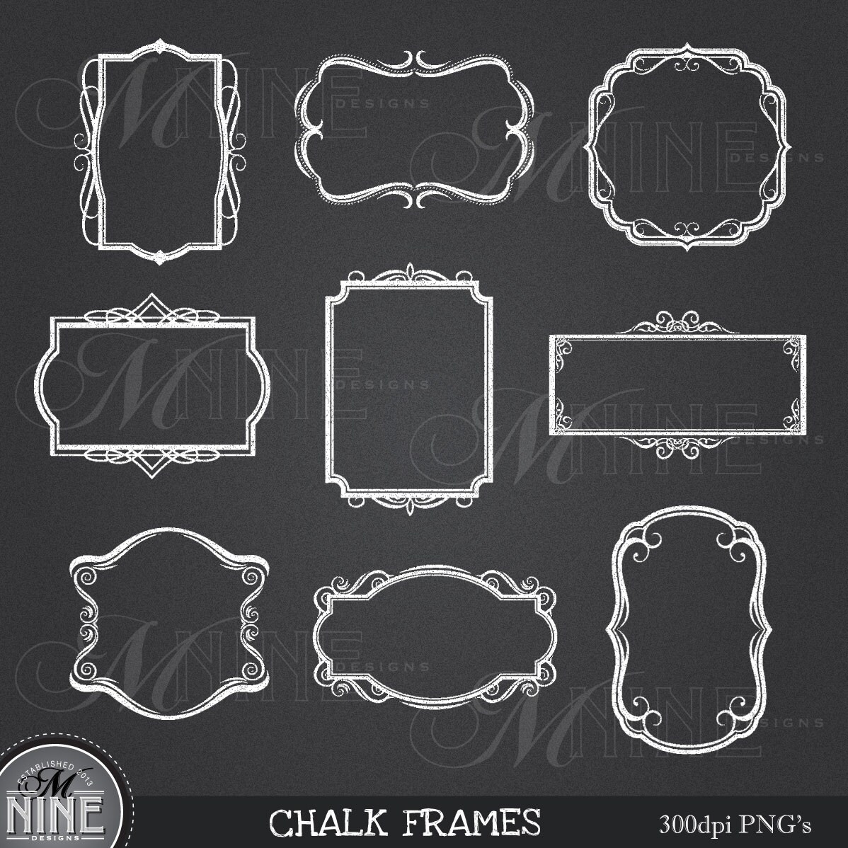 CHALK FRAMES Clipart Design Elements Instant Download Etsy