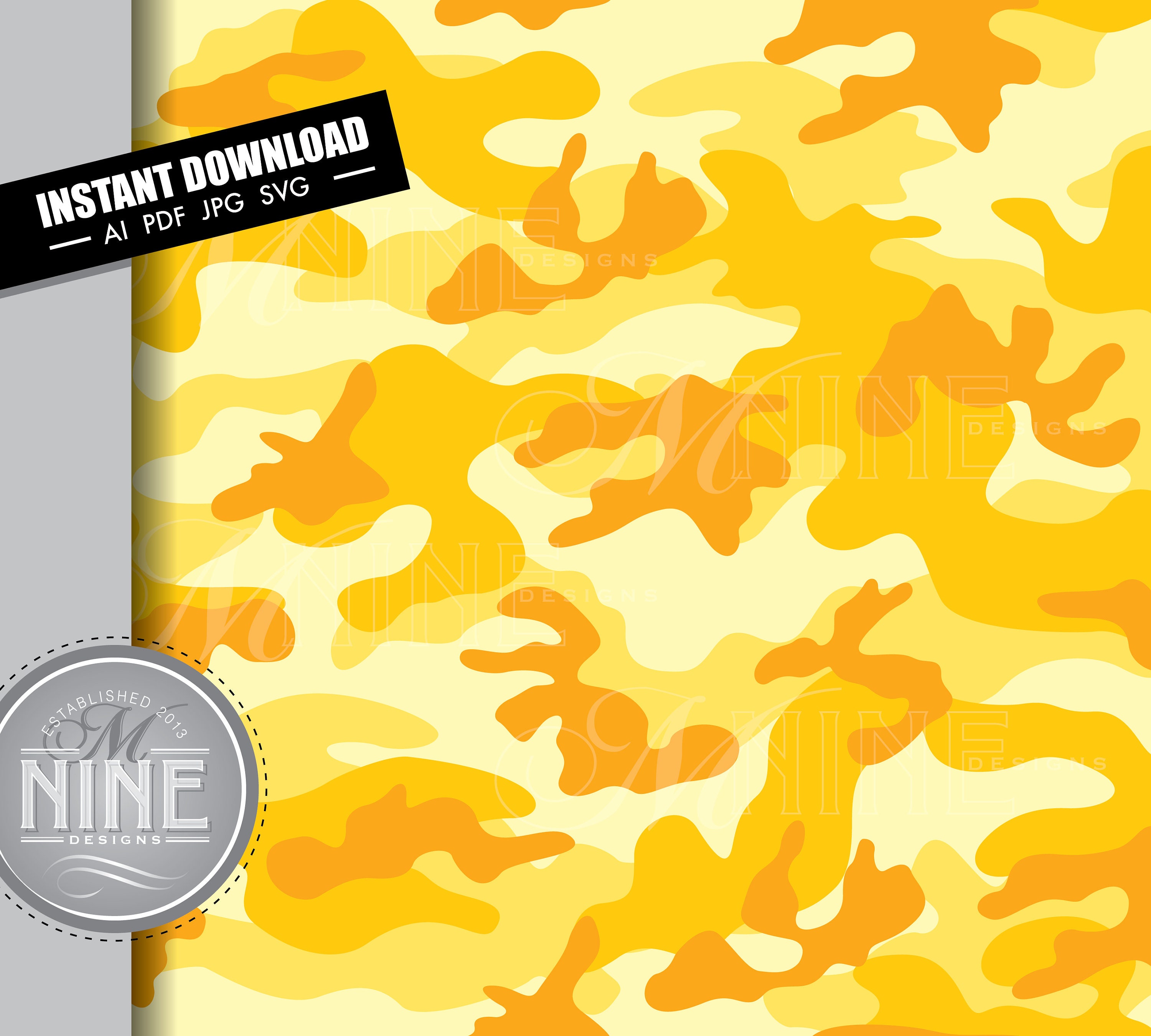 Yellow Camouflage Pattern | Seamless Repeatable Camouflage Svg Pdf Jpg  Vector AI Download | Yellow Camouflage Digital Paper Downloads MP38
