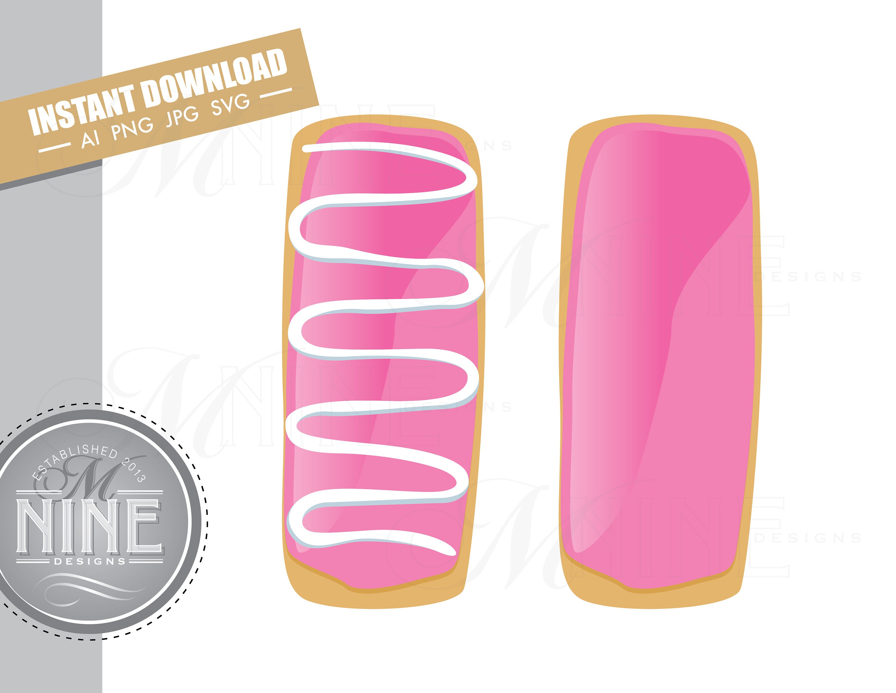 Pink Long John Donut Clip Art Downloads Vector Long John Donut Ai Png Jpg Svg Pdf Clipart Pink Donut Instant Digital Download M144