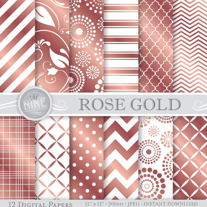 ROSE GOLD Digital Paper Rose Gold Industry No. 1 Printable Pattern I Prints 2021 autumn and winter new