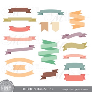 RIBBON BANNERS Clipart Clip Art Vector Art File Instant - Etsy