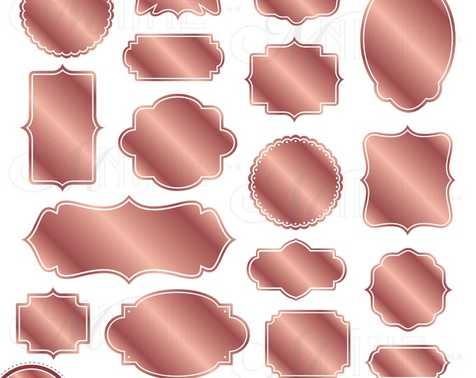 ROSE GOLD LABELS Clipart Digital Clip Art Vector Labels Design - Etsy