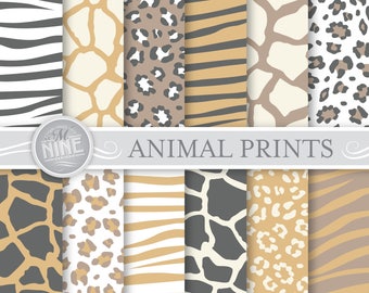 Wild Animal Print Digital Paper: NEUTRAL ANIMAL PRINT Printable Pattern Pattern Print, Animal Print Download, 12 x 12 Animal Print Scrapbook