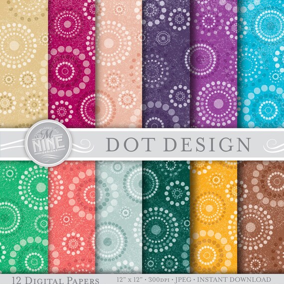 Dot Design Pattern 12 X 12 Digital Paper Dots Etsy