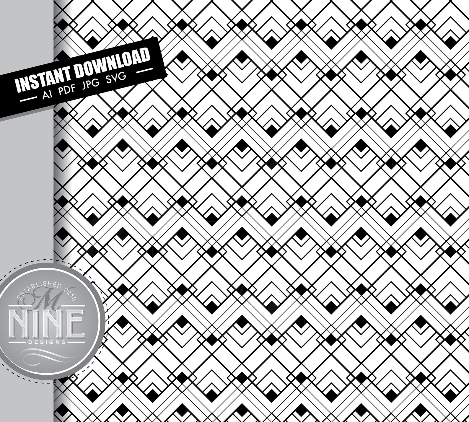 Art Deco Diamond Pattern Digital Paper Roaring 20's Art | Etsy