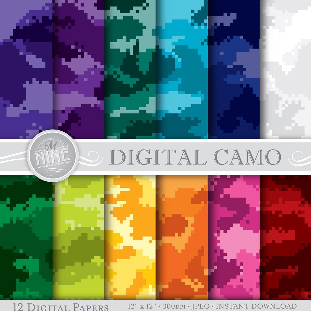 Seamless Camouflage Pattern Digital Paper, Bright Military Camo Pattern ...