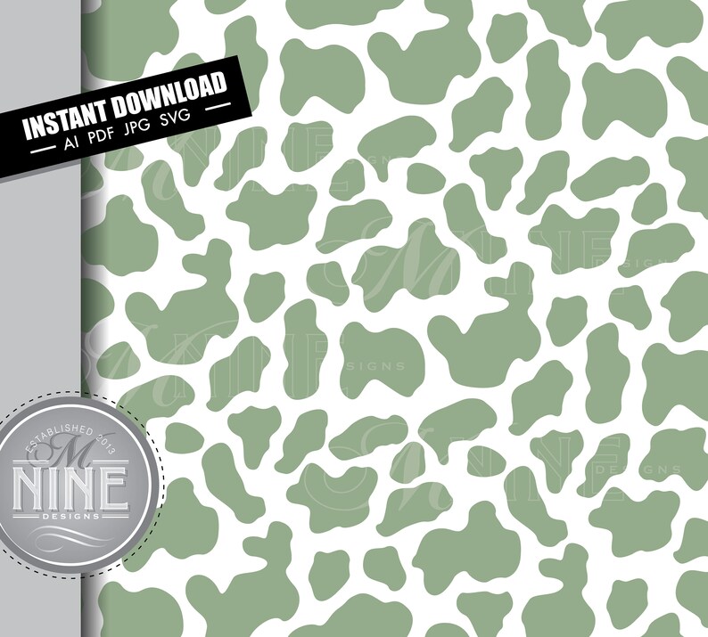 Cow Print Svg Seamless Cow Print Pattern Svg Sage Green Etsy Singapore