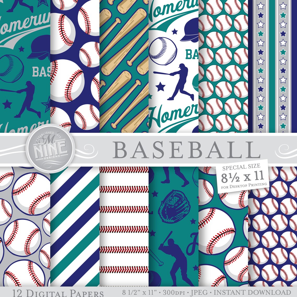BASEBALL Digital Paper / BASEBALL Party Printables / 8 1/2 X | Etsy