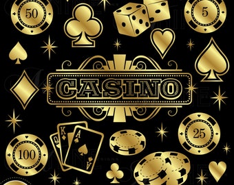 | d’images clipart Gold CASINO Éléments de conception Casino Accents | Téléchargements de casino | Vector Casino Clipart Gold Poker Party Clip Art Téléchargements