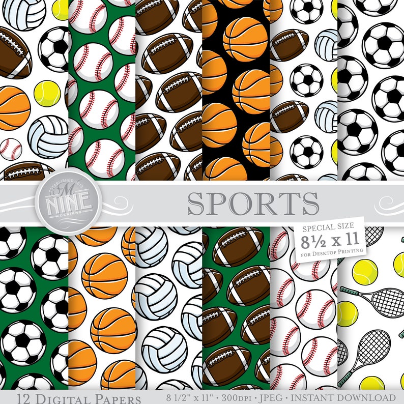 SPORTS Digital Paper Sports Printables Digital Downloads Etsy SPORTS Digital Paper Sports Printables Digital Downloads Etsy