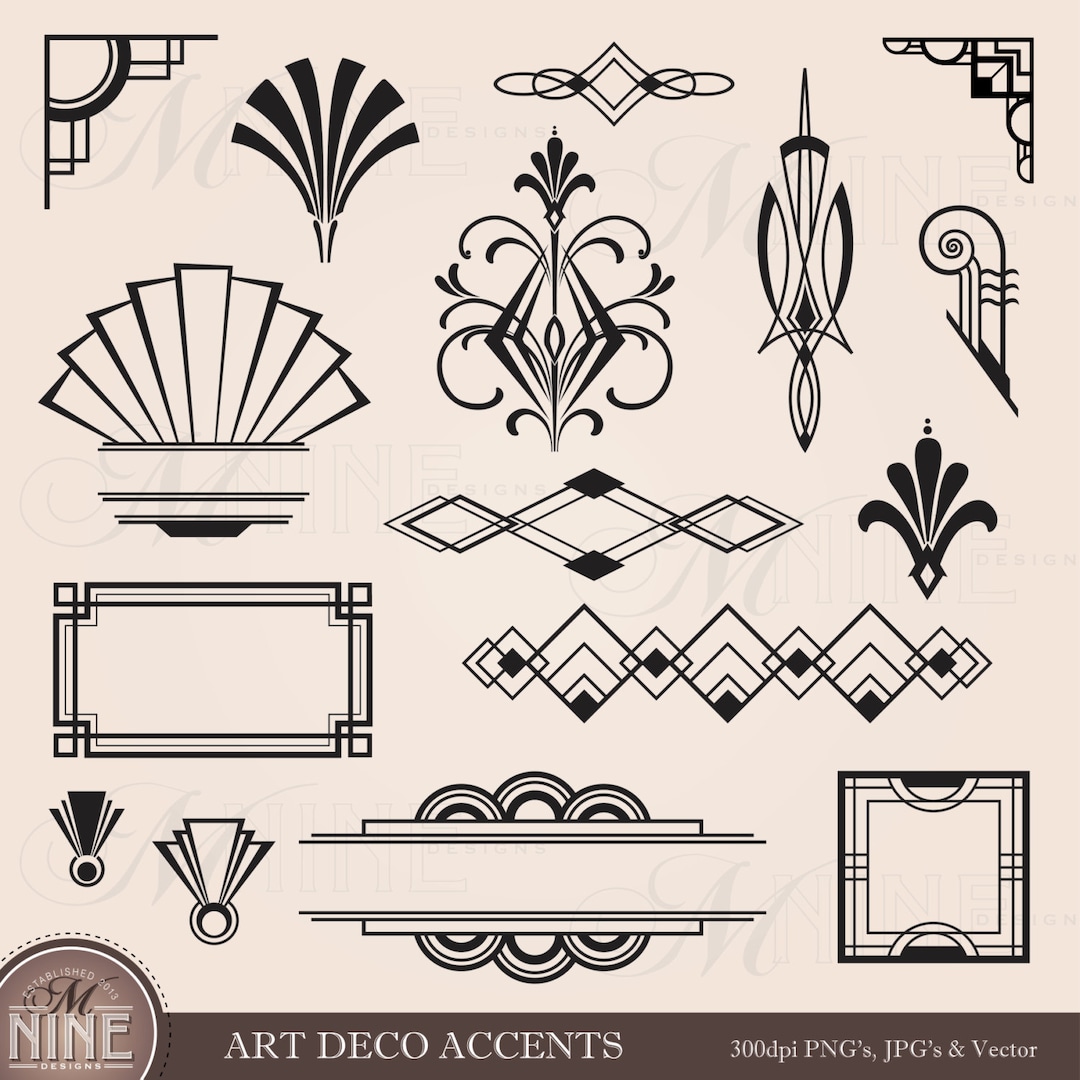 Digital Clipart ART DECO Design Elements Frames / Borders / Flourishes