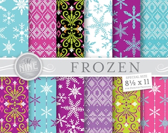 FROZEN Digital Paper: Frozen Pattern Prints, Frozen Download, 8 1/2" x 11" Frozen Scrapbook