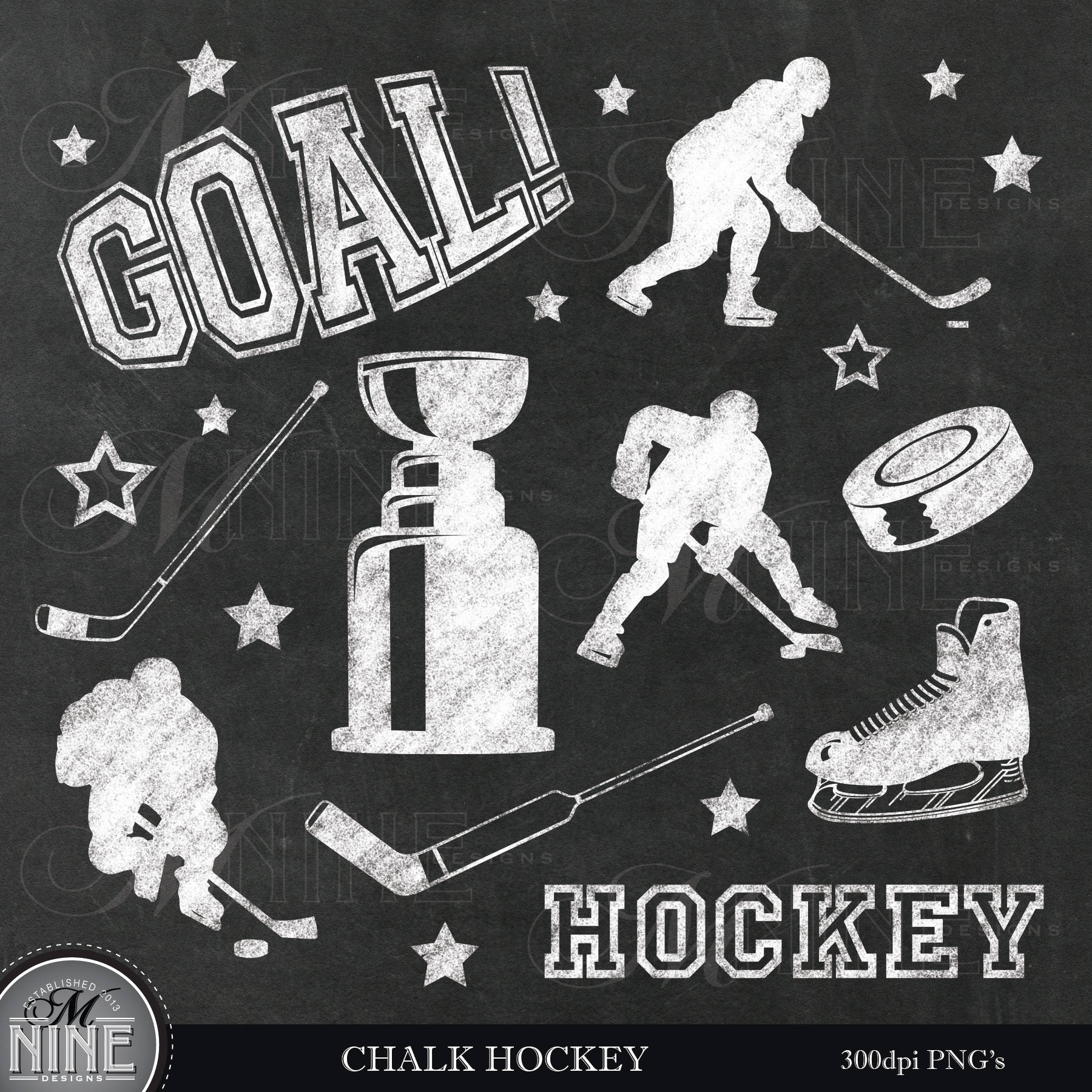 Chalk HOCKEY Clip Art / Chalkboard HOCKEY Clipart / Chalk Etsy