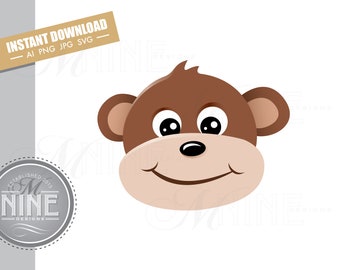 Monkey Clip Art Downloads | Vector Monkey Ai Png Jpg Svg Pdf Clipart | Monkey Instant Digital Download M35