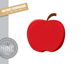 Apple Clip Art Downloads | Vector Apple Ai Png Jpg Svg Pdf Clipart | Apple Instant Digital Download M57
