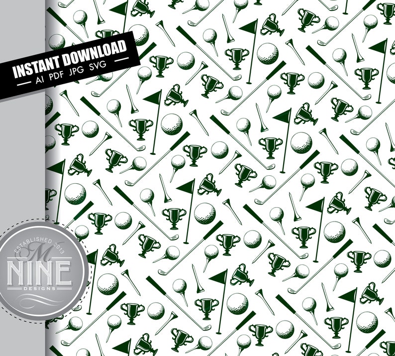 Golf Pattern Digital Paper Golf Theme Svg Pdf Jpg Vector AI | Etsy