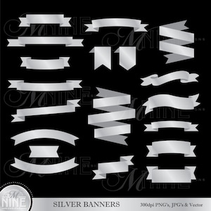 SILVER BANNERS Clipart Clip Art Vector Art File Instant - Etsy
