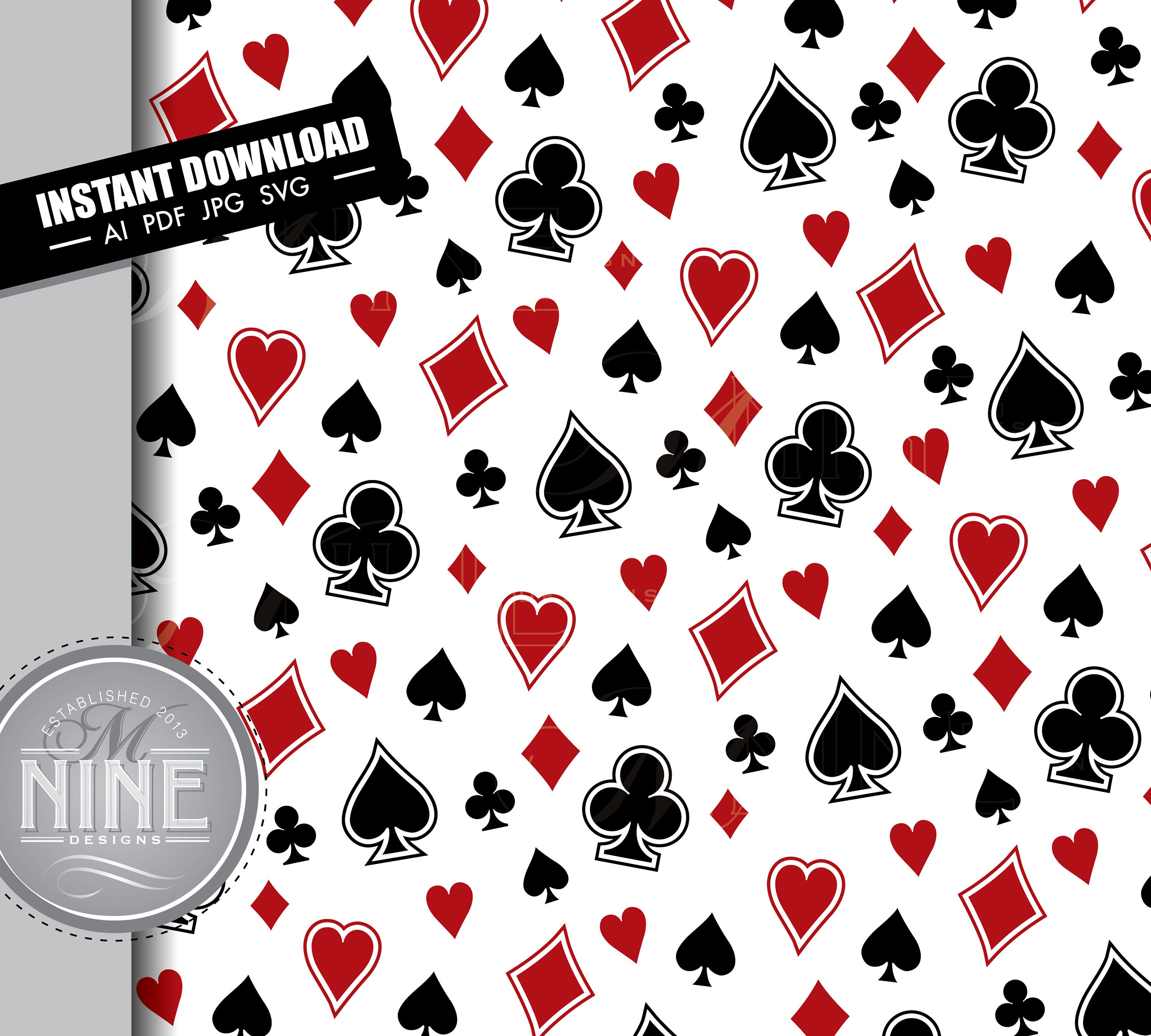 Playing Cards, Digital Paper, COMMERCIAL USE, Playing Card Pattern,  Printable Paper, Planner Accessories, Cards Paper, Poker Paper