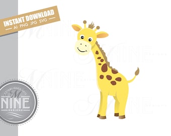 Giraffe Clip Art Downloads | Vector Giraffe Ai Png Jpg Svg Pdf Clipart | Giraffe Instant Digital Download M134