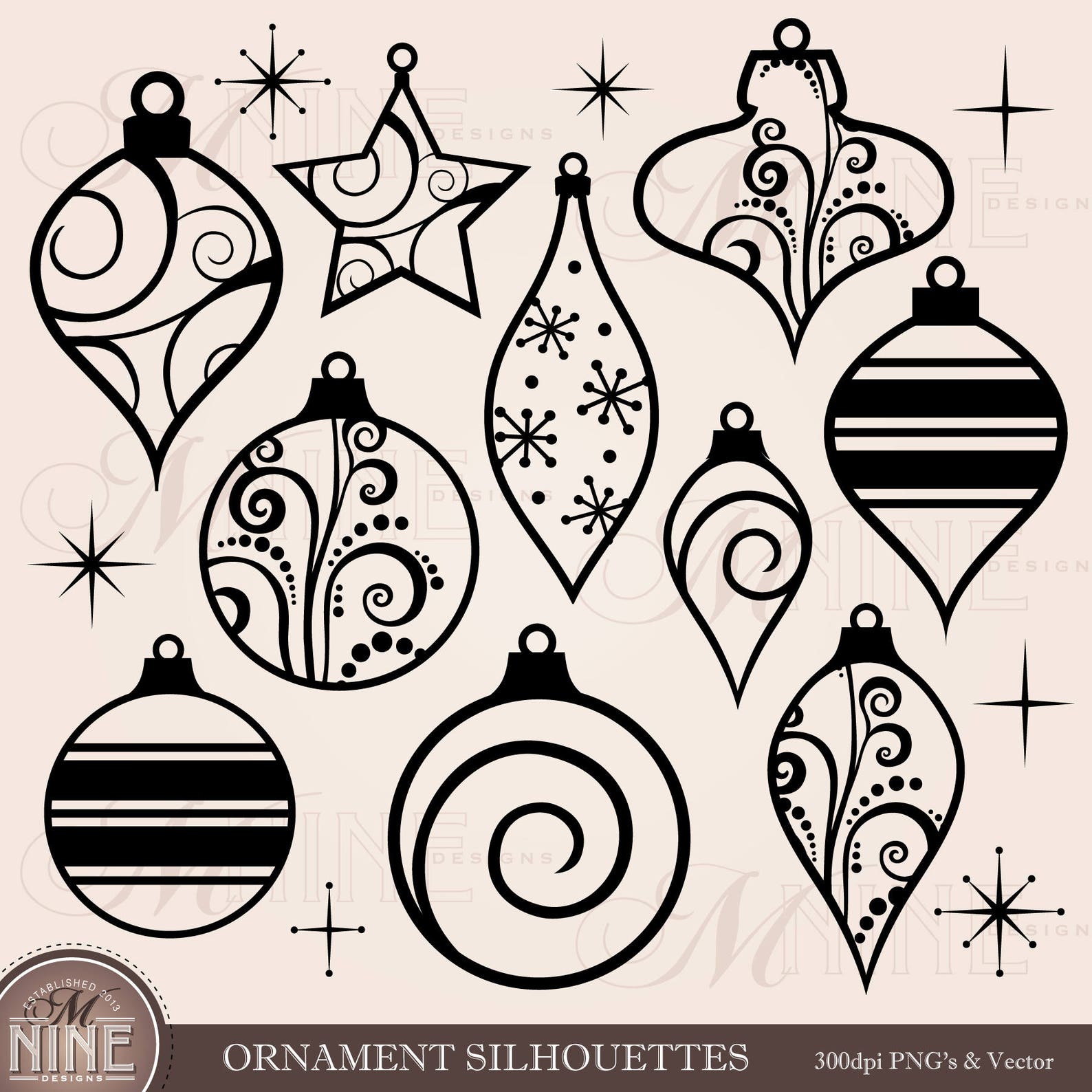 Ornaments Clipart Christmas Ornaments Clip Art Vector Etsy