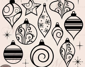 ORNEMENTS Clipart / Christmas Ornaments Clip Art / Vector Clipart Christmas Clipart Téléchargements Filigree Ornements | Vecteur AI Png Svg Clipart