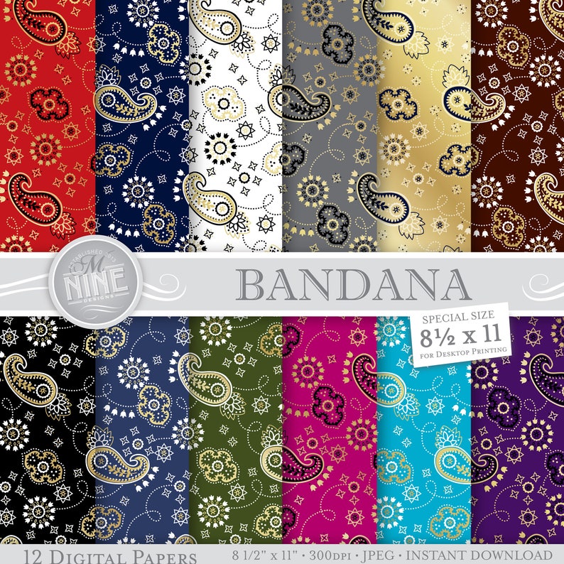 GOLD BANDANA Digital Paper / Gold Bandana Print / 8 1/2 X 11 Etsy Canada