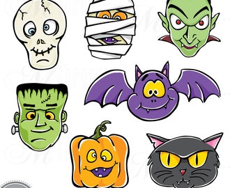 MONSTERS Clip Art - France Halloween Clipart Téléchargements (fr) Parti de monstre Téléchargements numériques (en anglais) Crâne Frankenstein Jack O Lantern Clipart