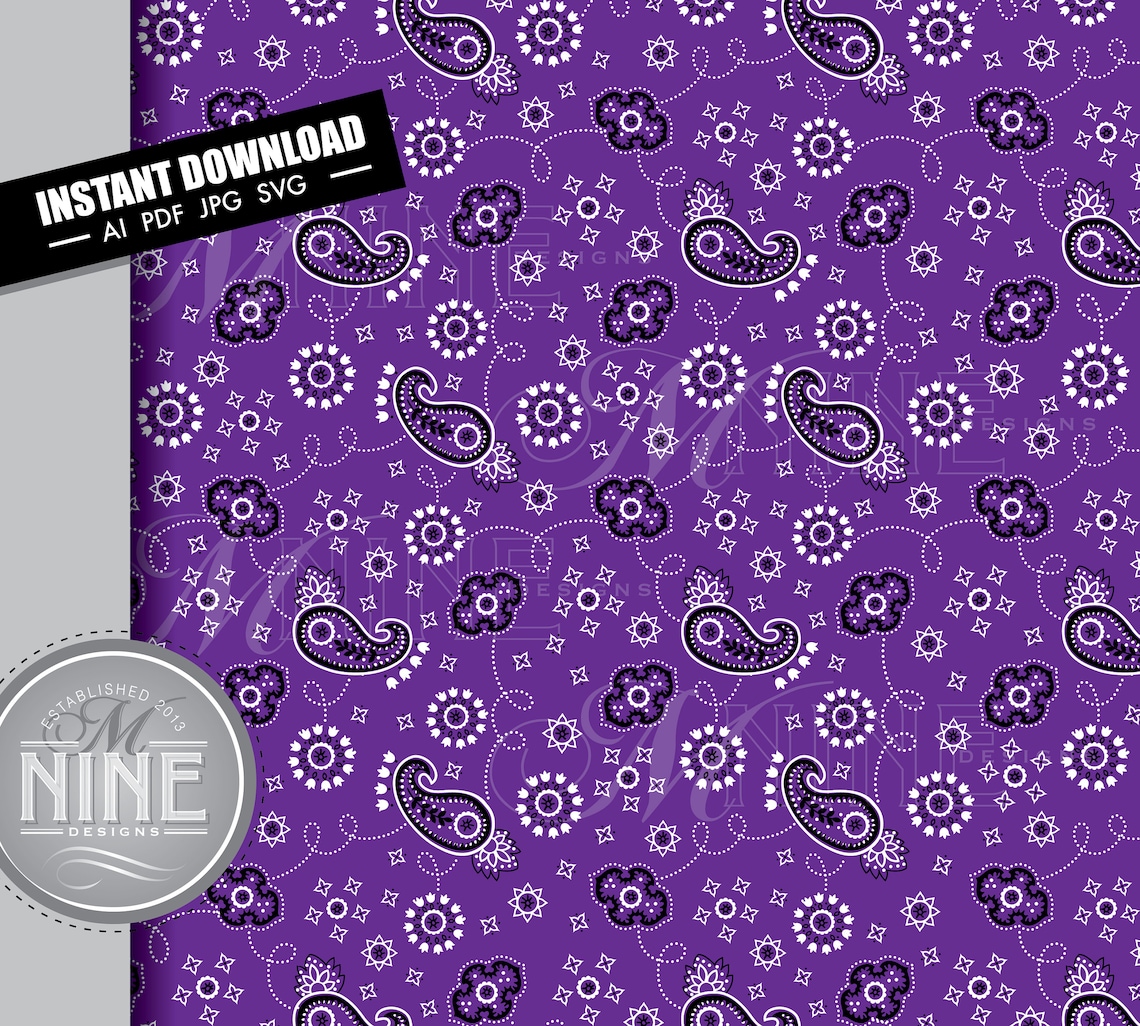 Purple Bandana Pattern Seamless Purple Bandana Svg Pdf Jpg Etsy