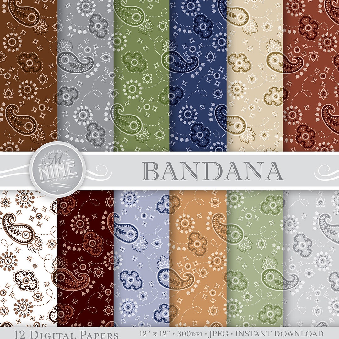CLASSIC BANDANA Print 12 X 12 Digital Paper Pack Pattern Prints ...