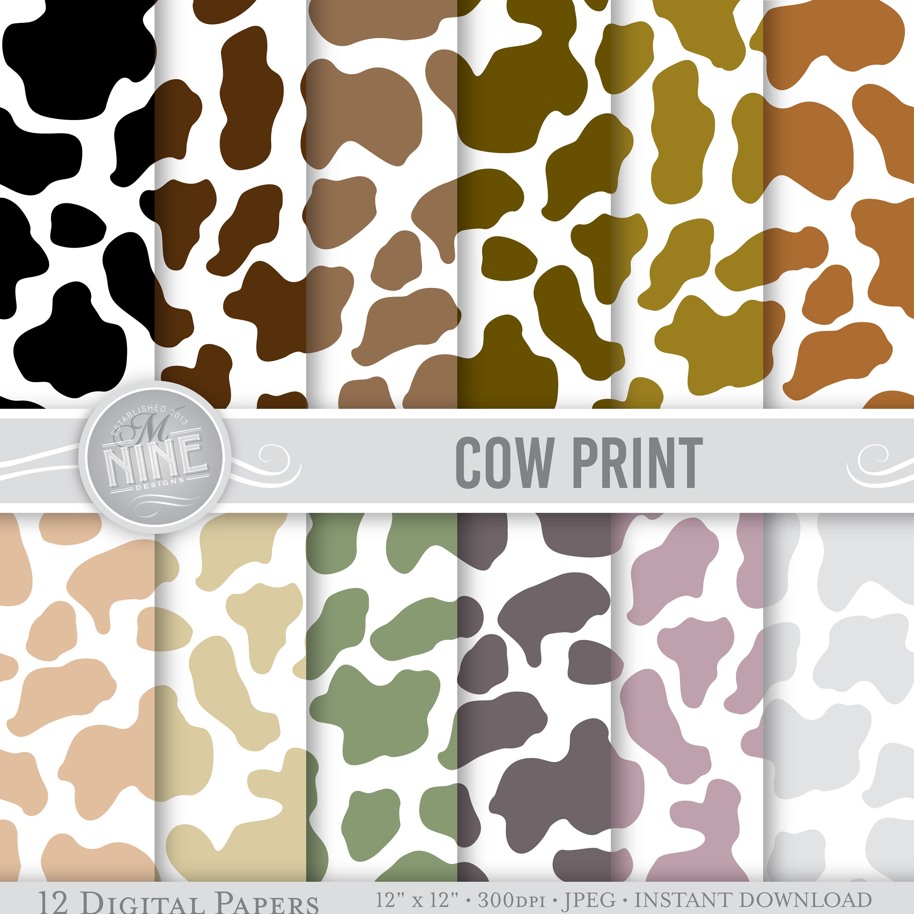 Seamless Cow Print Digital Paper Commercial Use Cow Print Etsy UK