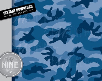 Navy Blue Camouflage Pattern | Seamless Repeatable Camouflage Svg Pdf Jpg  Vector AI Download | Camouflage Digital Paper Downloads MP27