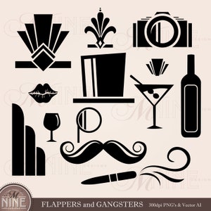 Gatsby Clip Art FLAPPERS and GANGSTERS Clipart Downloads Vector Art ...