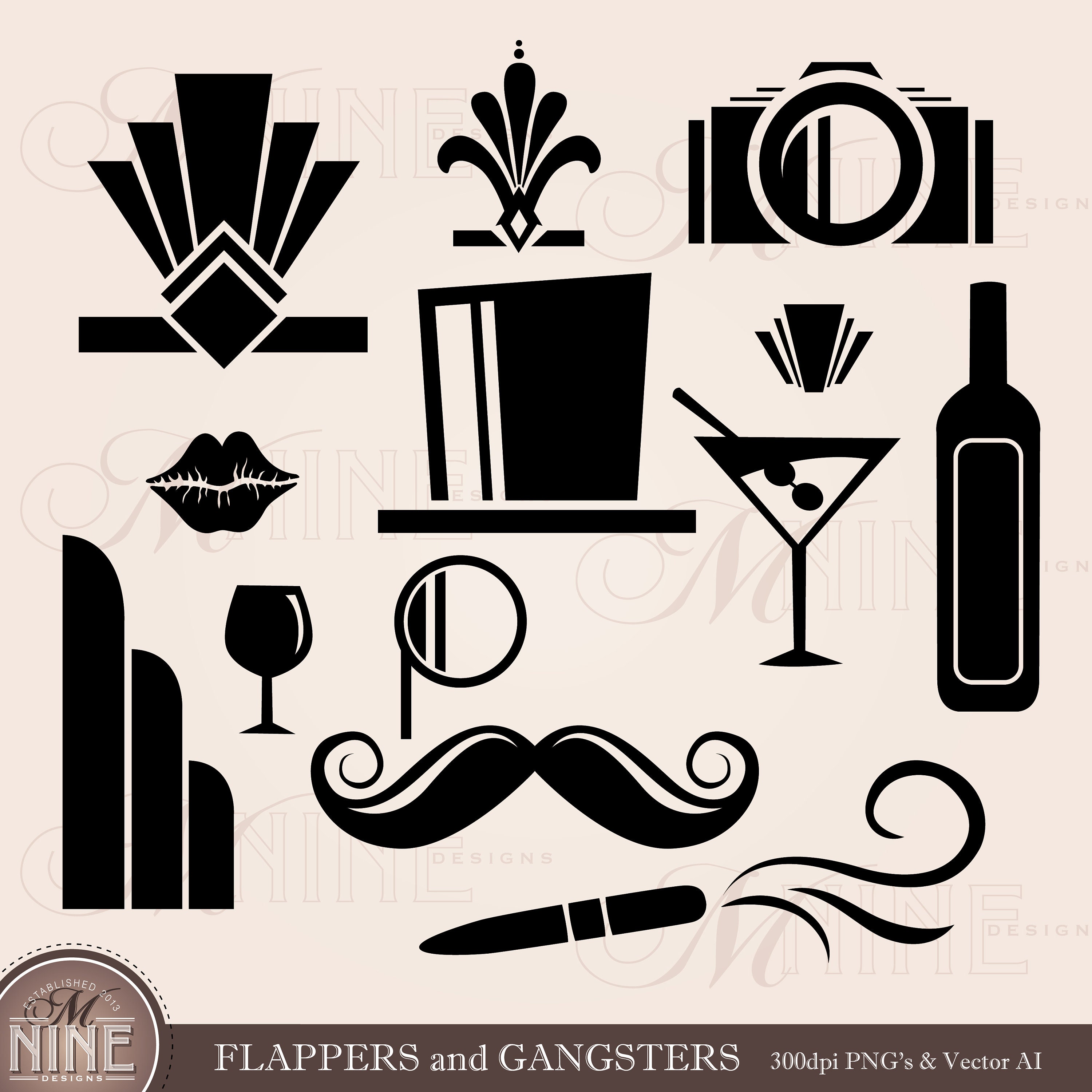 Gatsby Clip Art FLAPPERS and GANGSTERS Clipart Downloads Vector Art Deco  Clipart Downloads Great Gatsby Vector AI Png Svg Clipart - Etsy Sweden