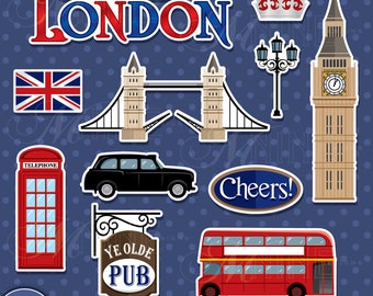 LONDRES Clip Art / London Clipart Téléchargements / Britain Clipart, Big Ben London Bridge Clip Art, Scrapbook Clipart, Vector Clip Art