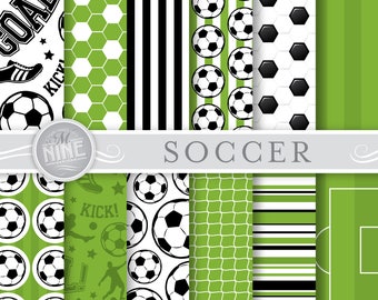 SOCCER Digital Paper / Soccer Printables / Soccer Patterns, Sports Theme, Soccer Downloads, DIY Soccer Party Paper