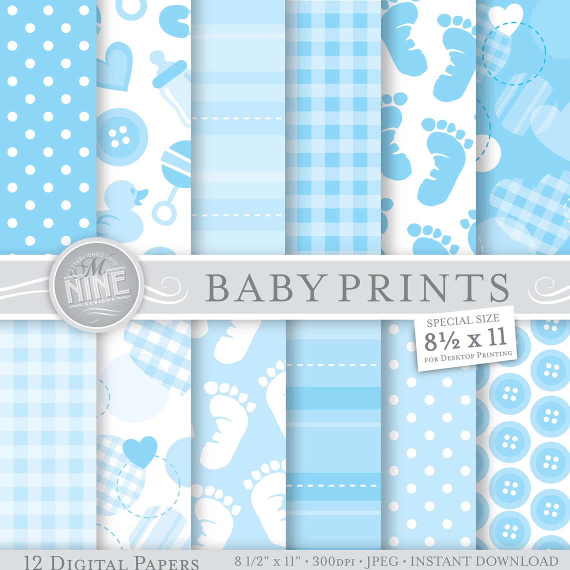 Blue Baby Digital Paper / BLUE BABY Patterns / Baby Theme - Etsy
