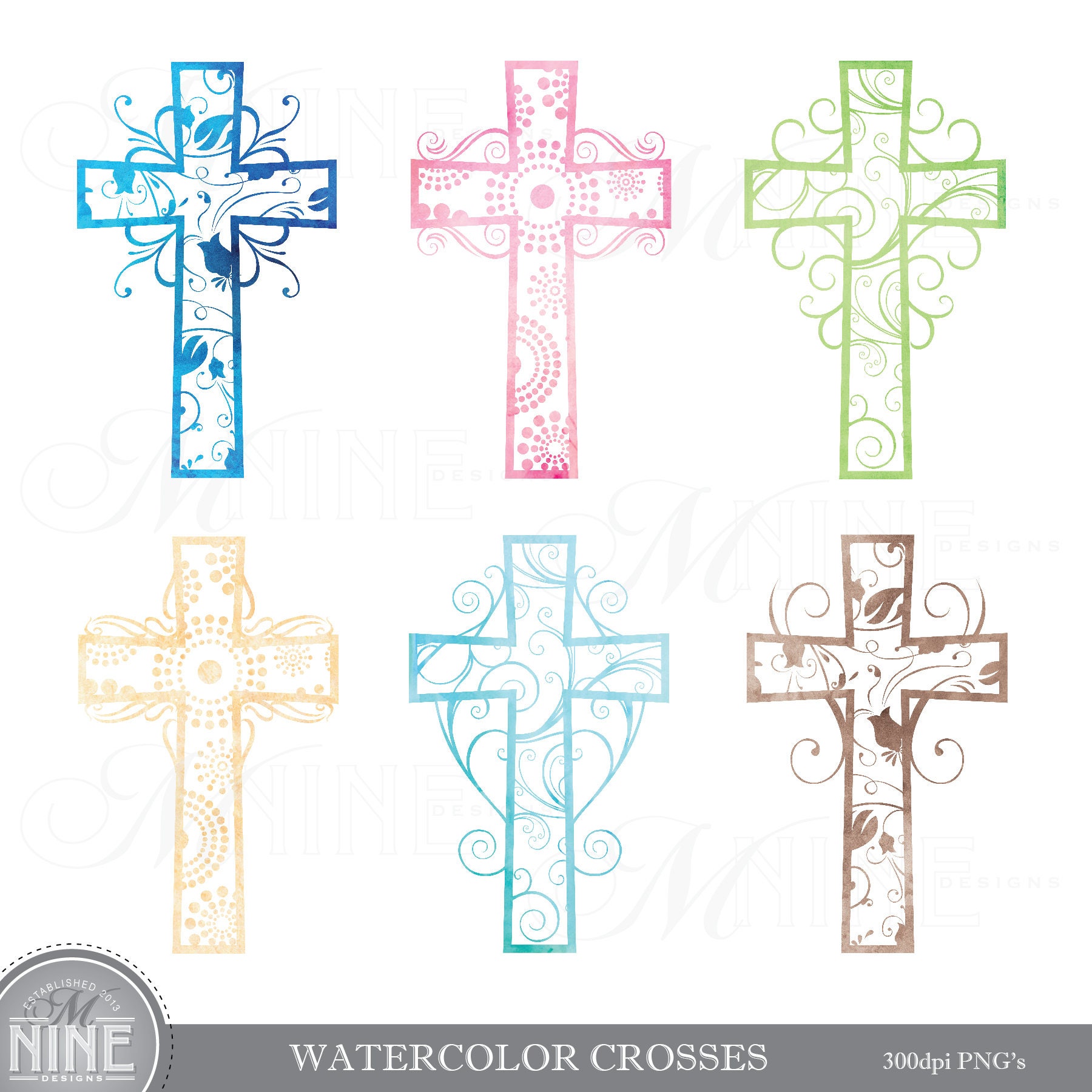 Watercolor Cross Clip Art / Pattern Crosses Watercolor Clipart | Etsy