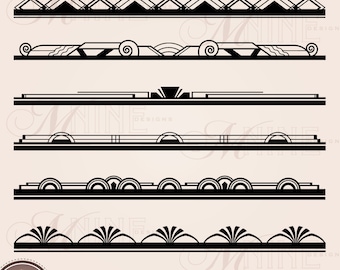 ART DECO Border Clip Art: Art Deco Borders Design Elements Digital Clipart, Instant Download, Vintage Silhouette Vector AI Png Svg Clipart