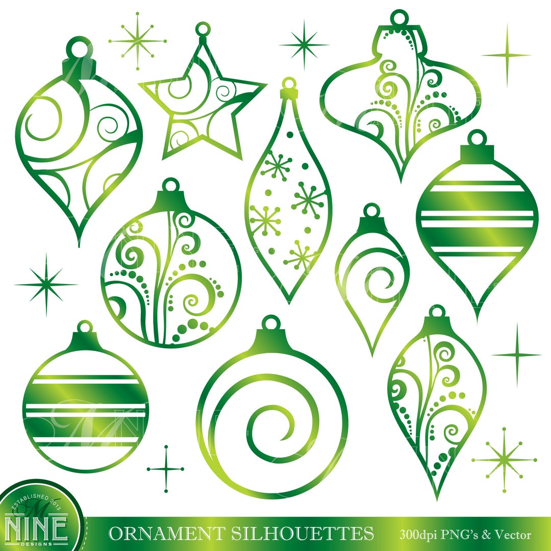 ORNAMENTS Clipart / Green Christmas Ornaments Clip Art / Etsy