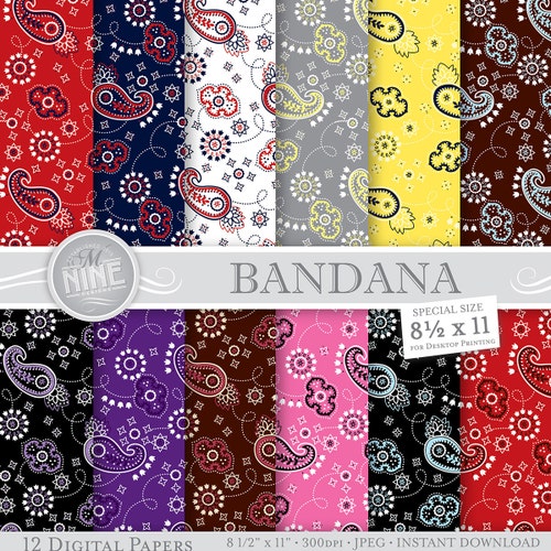 BANDANA Digital Paper: Bandana Pattern Prints Bandana - Etsy