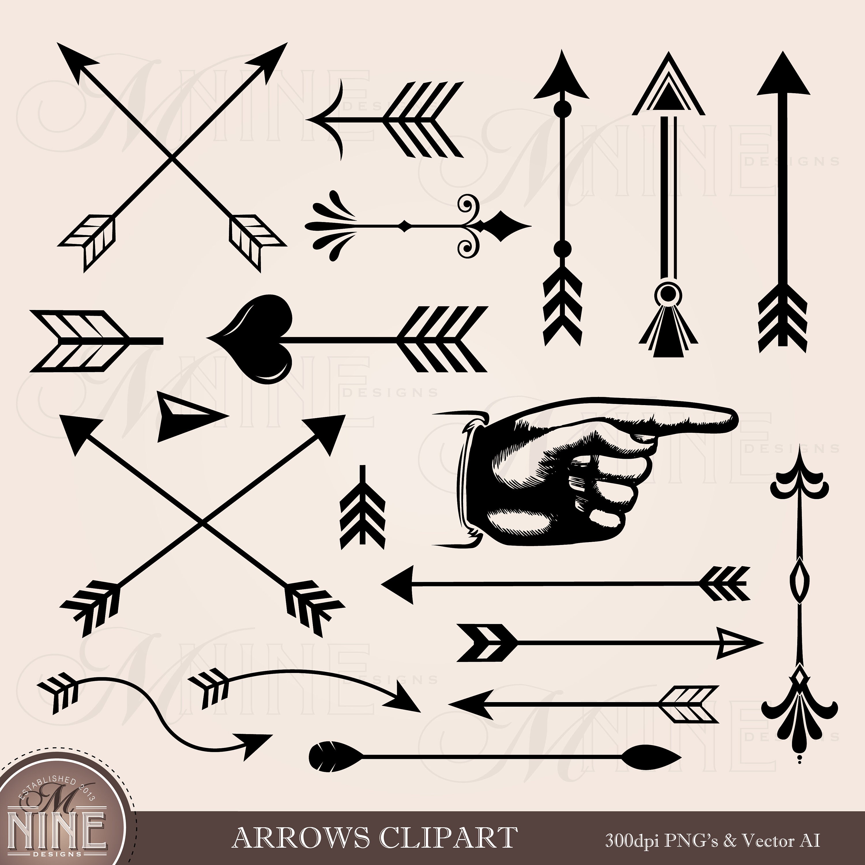 Arrows Clipart Vector Arrows Clip Art Arrow Clipart Etsy