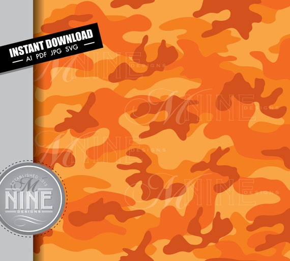 Orange Camouflage Pattern | Seamless Repeatable Camouflage Svg Pdf Jpg  Vector AI Download | Orange Camouflage Digital Paper Downloads MP37