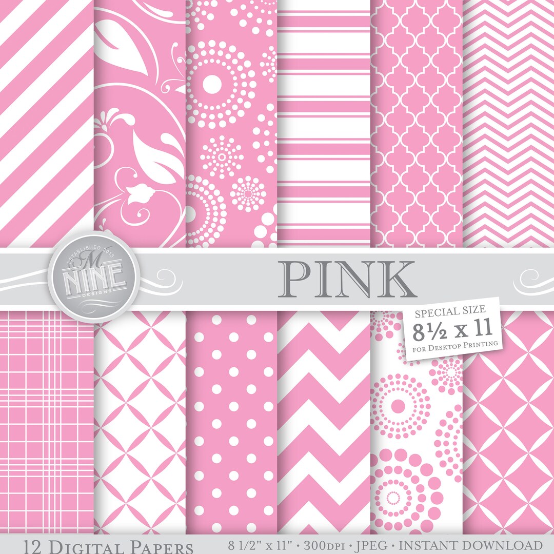 PINK Digital Paper / Printable Patterns / 8 1/2 X 11 Patterns, Patterns ...