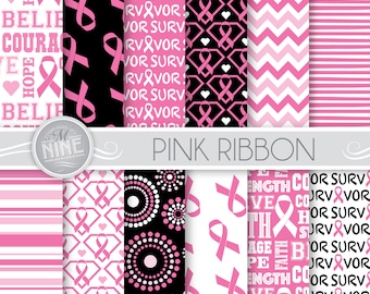 Pink Ribbon Digital Paper | Seamless Cancer Ribbon Digital Paper | Breast Cancer Awareness Printable Patterns Download DP27