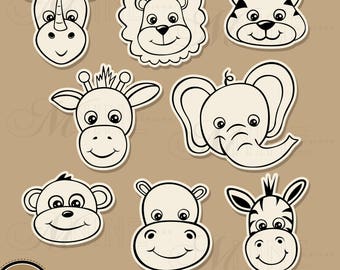 Zoo Animals Clip Art | ZOO ANIMALS Clipart Downloads | Vector Flamingo Lion Elephant Clipart