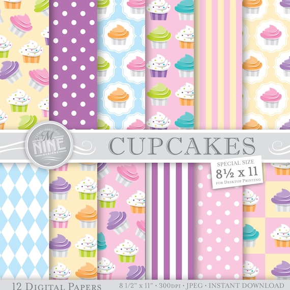 CUPCAKES Digital Paper / Cupcake Printables / 8 1/2 X 11 | Etsy