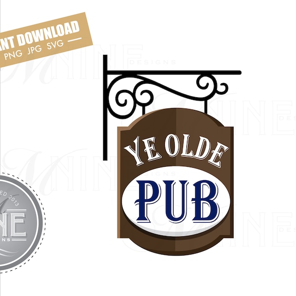 Pub Sign Clip Art Downloads | Vector Bar Sign Ai Png Jpg Svg Pdf Clipart | Pub Sign Instant Digital Download M112